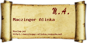 Maczinger Alinka névjegykártya